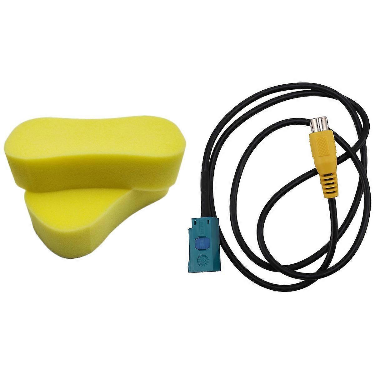 Fakra Reversing Camera Rca Cable Parking Adapter With Super Absorbent Multi-use Cleaning Sponge - Y