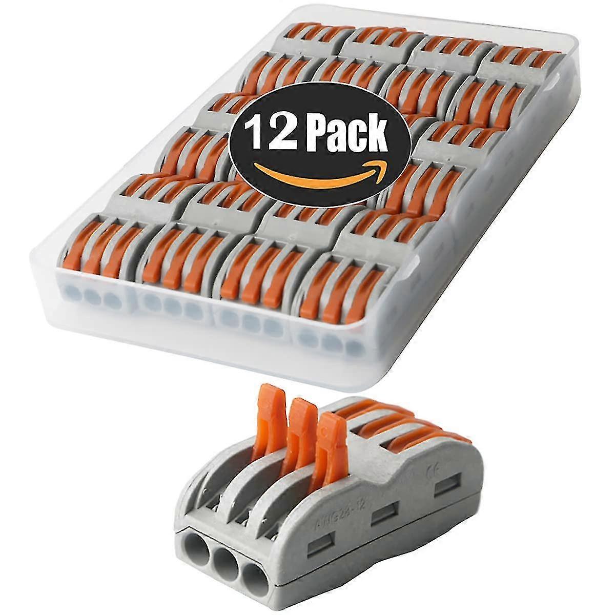 Automatic Connection Terminals, Quick Cable Wire Connector, Lever Nut Connector, Conductor Assortment Spl-3 Compact Wire Connectors (pack Of 12)