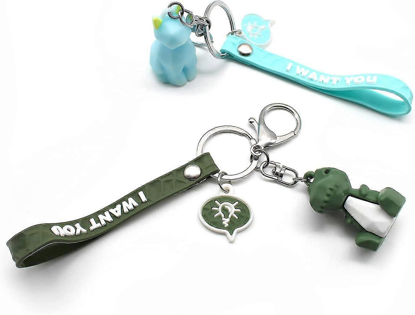 Pieces Keychains, Lovely Cat Keychain And Dinosaur Keychain, Cellphone Keychain With Silicone Cord, Used For Wallet, Backpack, Cellphone
