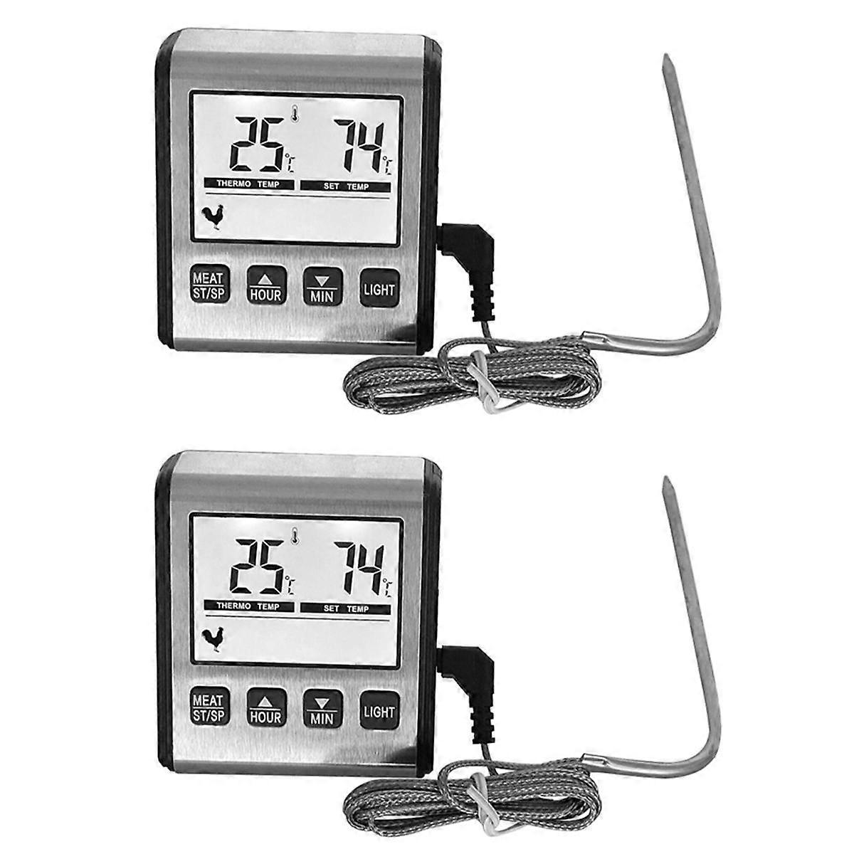 2Pcs TP710 Digital Cooking Meat Thermometer, Large LCD Backlight Food Thermometer with Stainless St