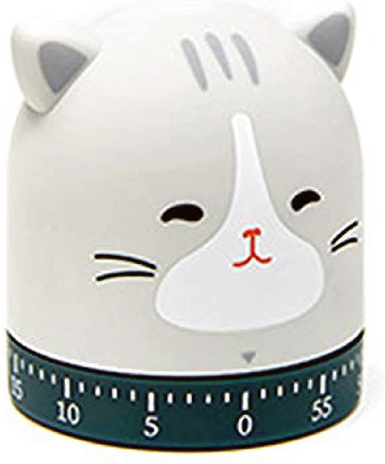 100% Mechanical Kitchen Timer, Spring 60-Minute Wind Up Dial 360 Rotating Kitten Countdown Egg