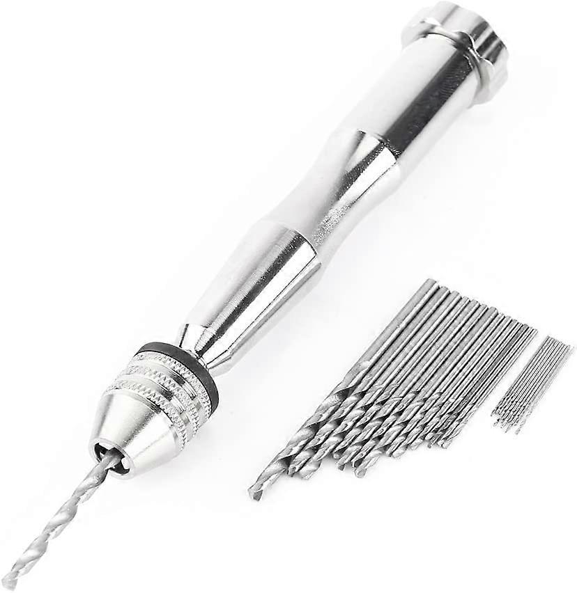 Mini Precision Pin Vise Hand Drill Bits with 25pcs Twist Drill Bits for Delicate Manual Work, Electronic Assembling and Model Making