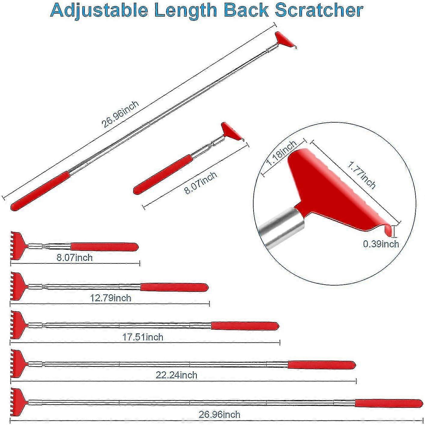 Back Scratcher, Portable Extendable Stainless Back Massager(red)