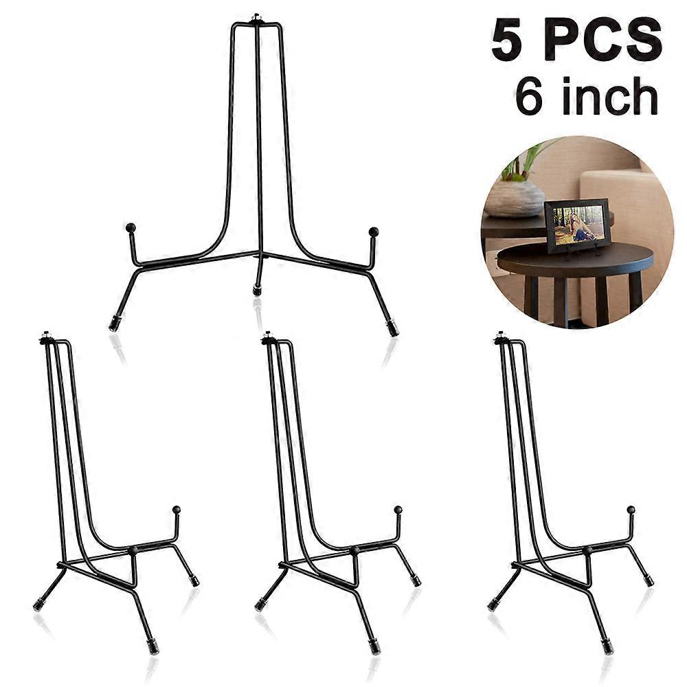5 Pack Iron Display Stand, Black Iron Easel Plate Display Photo Holder Stand, Displays Picture Frames, Decorative Plates, Tablets and Art