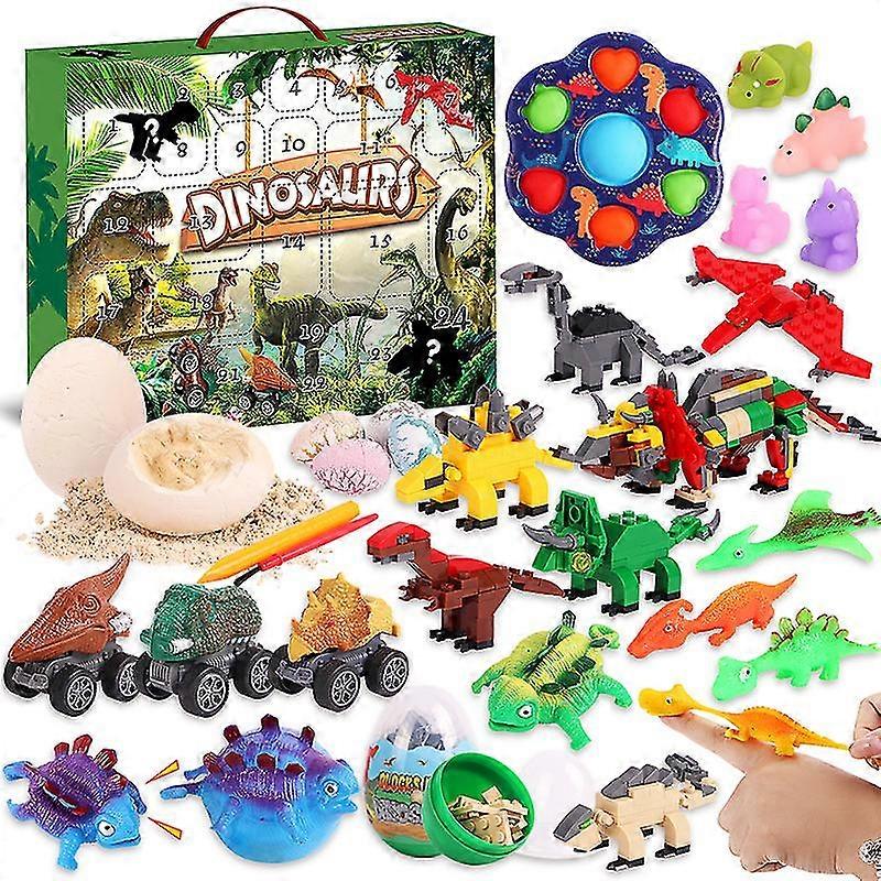 24 Days Dinosaur Toy Advent Calendar Countdown Surprise Blind Box, Fossil Building Block Toy Surprise Gift Box Gift