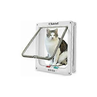 3 Size 4 Positions Cat Flap Cat Dog Lock Lockable Flap Door Pet Hatch (XL: 25 5.527.7cm, white)