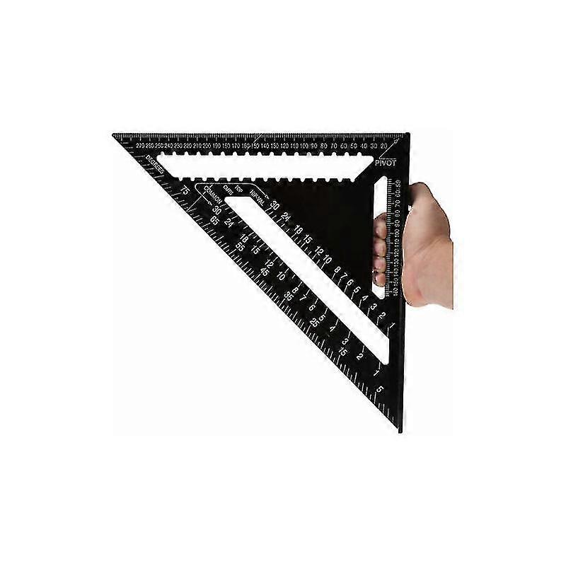 Square Triangle Angle Ruler Protractor 12 Inch High Precision Aluminum Alloy Measuring Tool Black