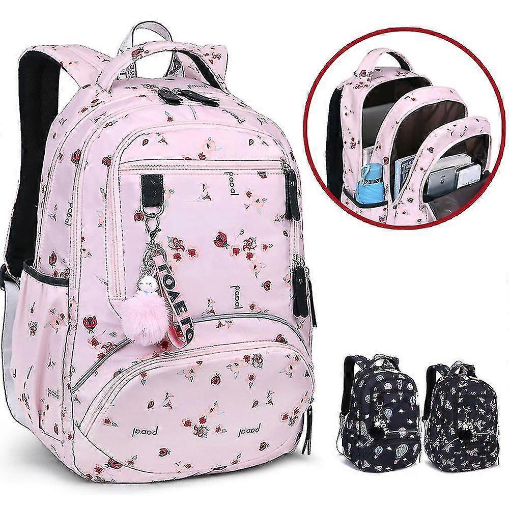 waterproof school backpack with print-pink