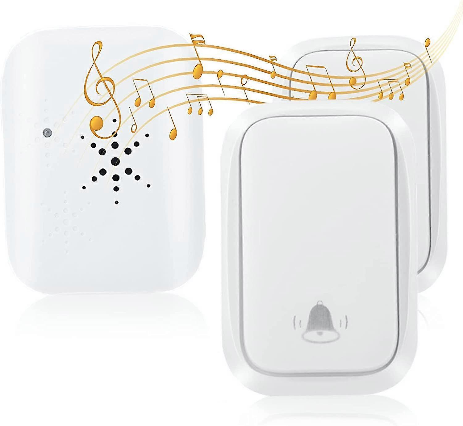 Wireless Doorbell Transmitter Receiver Kit Self Powered 4 Volume Waterproof Door C  Kit