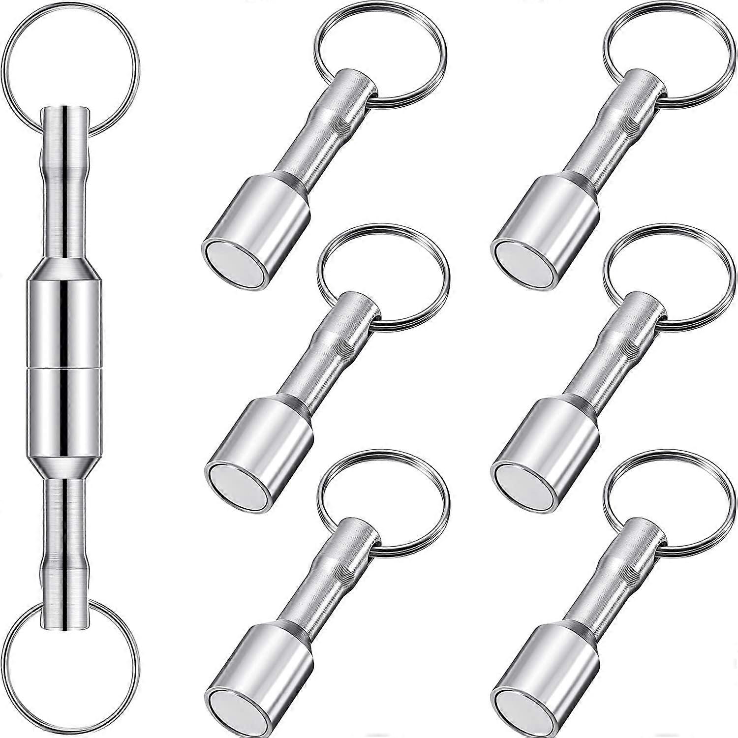 Metal pocket key ring magnet holder with split ring 6 pieces