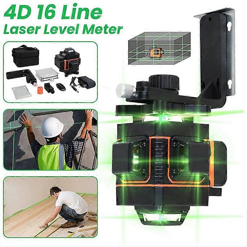16 Lines Green Laser Level Pro, 4x360 4D Green Cross Line Professional Laser