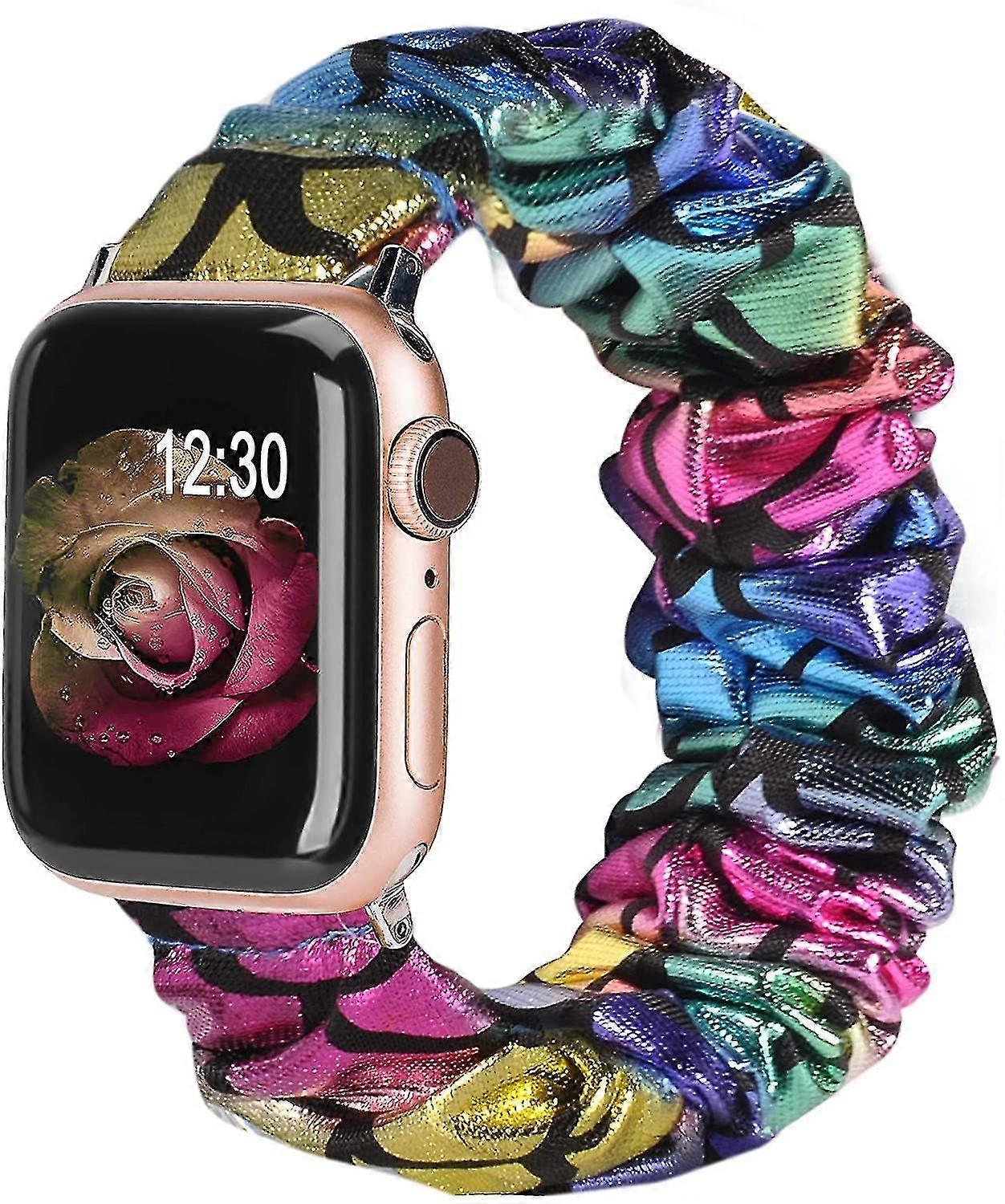Compatible With Apple Watch Band Scrunchies 38mm Cloth Soft Pattern Printed Fabric Bracele