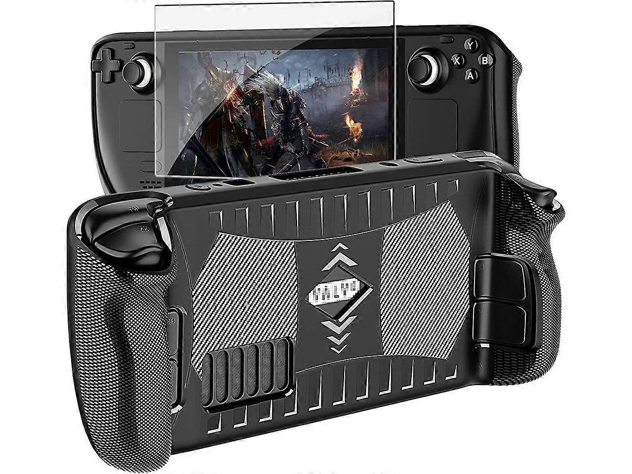 Upgraded Protective Case for Steam Deck with Screen Protector, Soft TPU Protector Cover Accessories Kit with Anti-Collision and Easy Installation Desi
