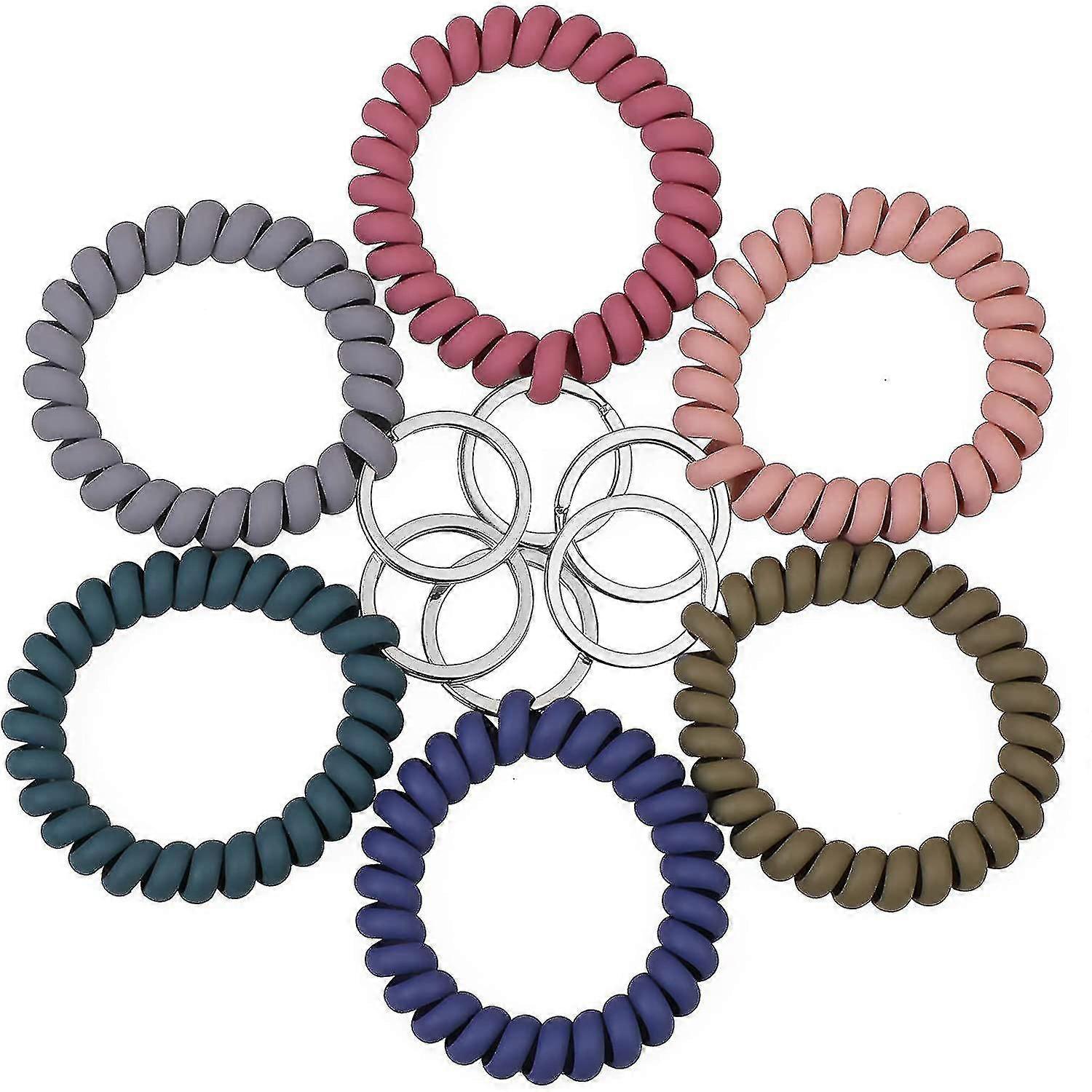 6 Color Wrist Keychain Plastic Spring Flexible Spiral Wrist Coil Stretchable Wristband Spiral Key Chain Bracelet Key Holder Key Ring For Gym Pool Id B