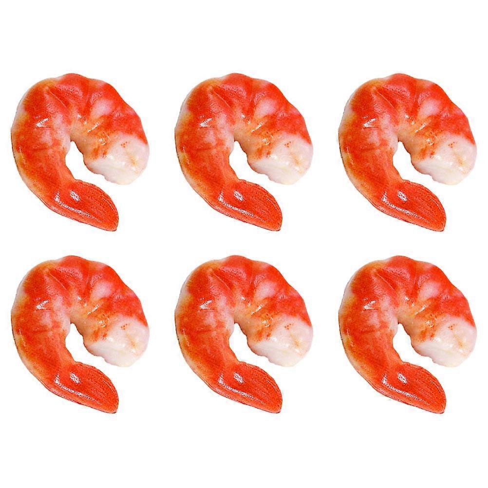 6Pcs Simulation Shrimp Meat Model Creative Shrimp Shaped Decor Shrimp Cognitive Model