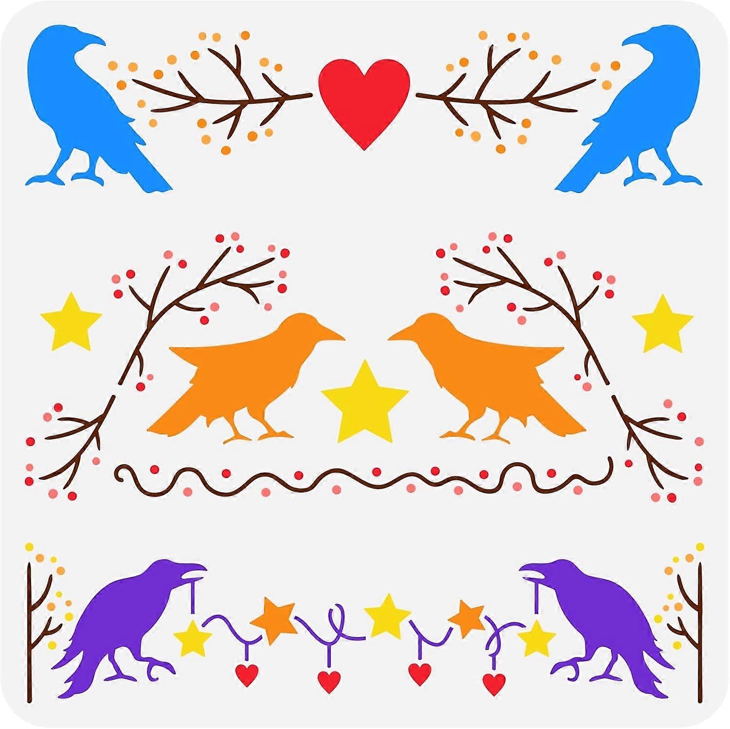 PET Hollow Out Drawing Painting Stencils for DIY Photo Album Bird Pattern 30x30cm