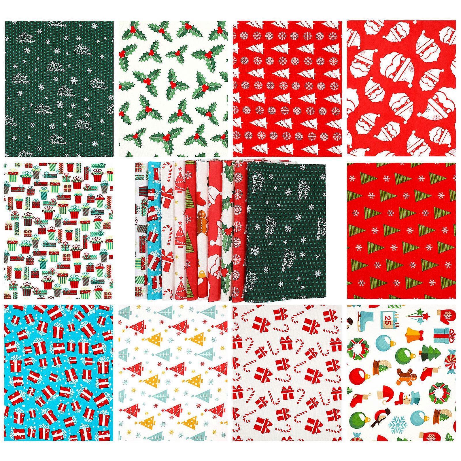 10 ark jul patchwork klud DIY stof materialer jul systof jul DIY forsyninger (tilfældigt mønster)