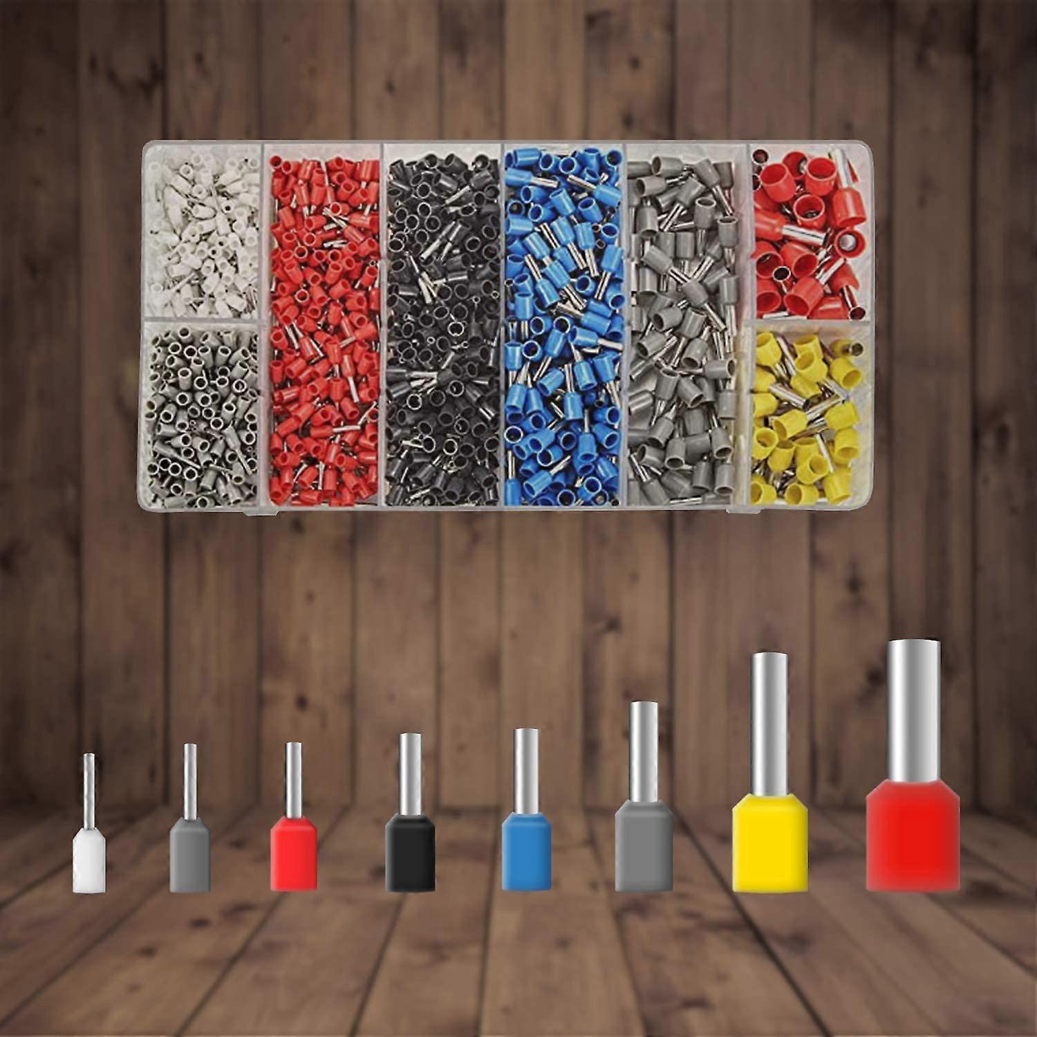 1200pcs electrical connector kit,crimp ferrules dimensions 0.25-10 mm,PVC electrical terminals