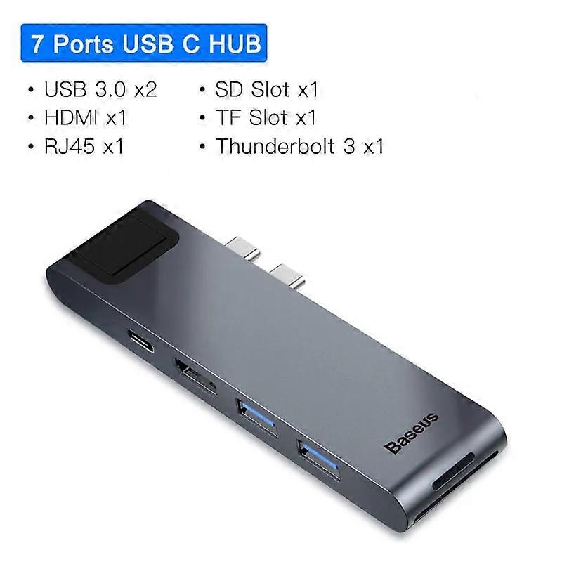 Baseus USB C HUB USB HUB til USB 3.0 HDMI-kompatibel adapter for MacBook Pro Air HUB TB 3 Dock RJ45 USB Splitter Dual Type C HUB