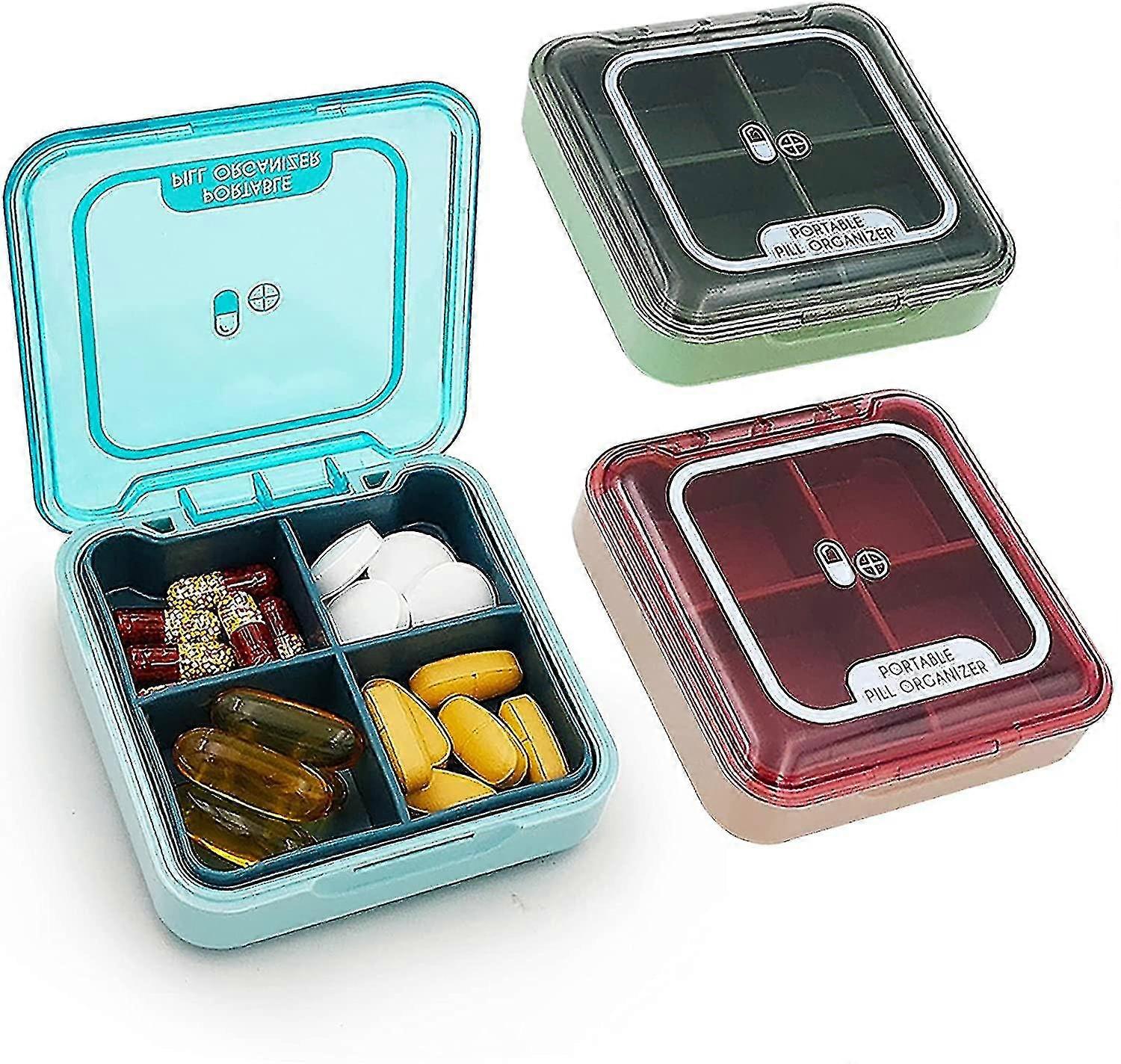 Çanta Cep Seyahat Hapı Kutusu Konteyner 4 için 3 Paket Taşınabilir Hap Kılıfı