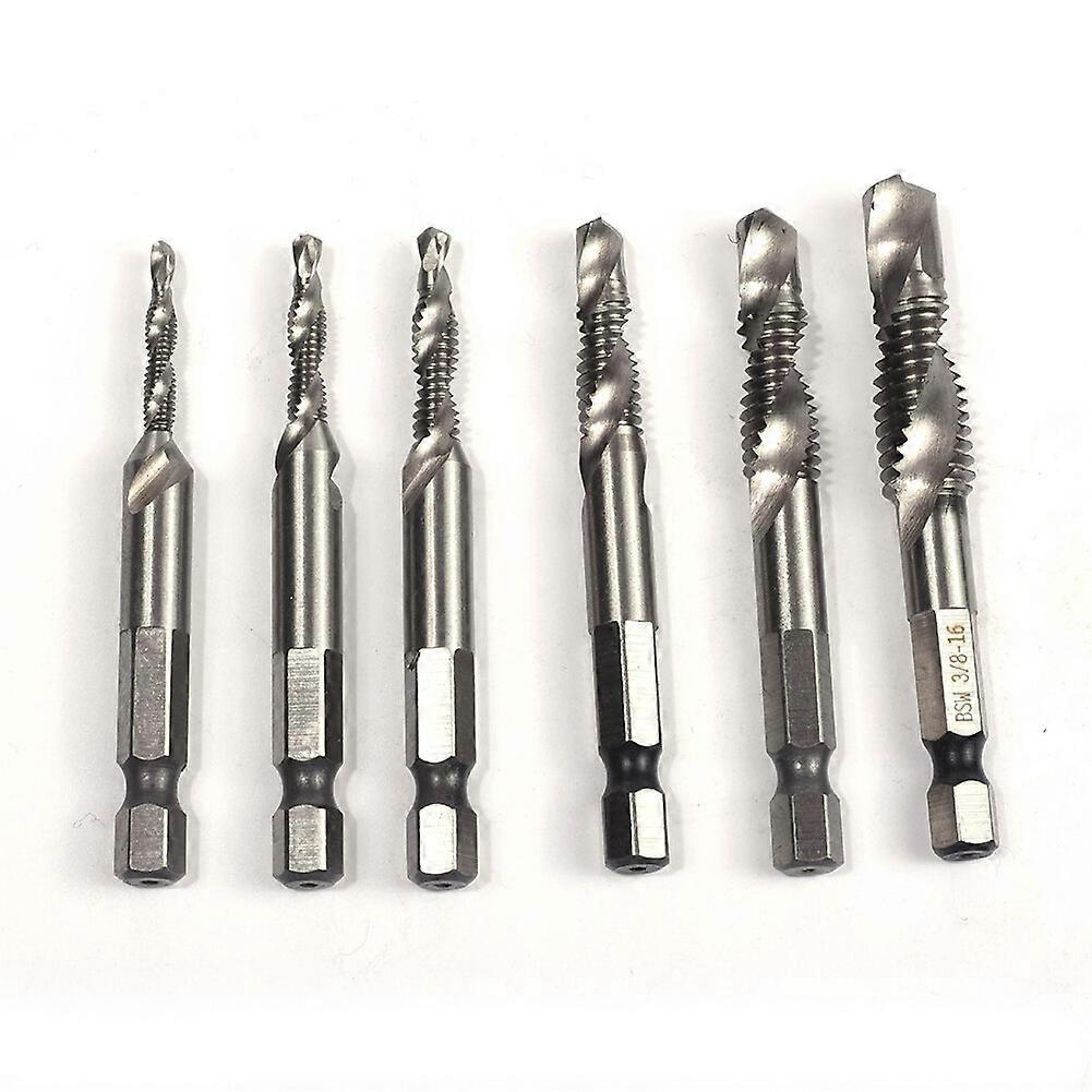 2023 NewHigh Speed Steel Thread Tap Drill Bits Set with 1/4-Inch Hex Shank for Soft Metal Tapping, 6PC