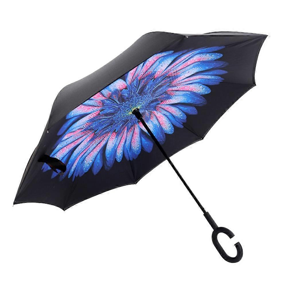 Lady Double Layer Anti-UV Windproof C-Shaped Handle Inverted Upstanding Umbrella