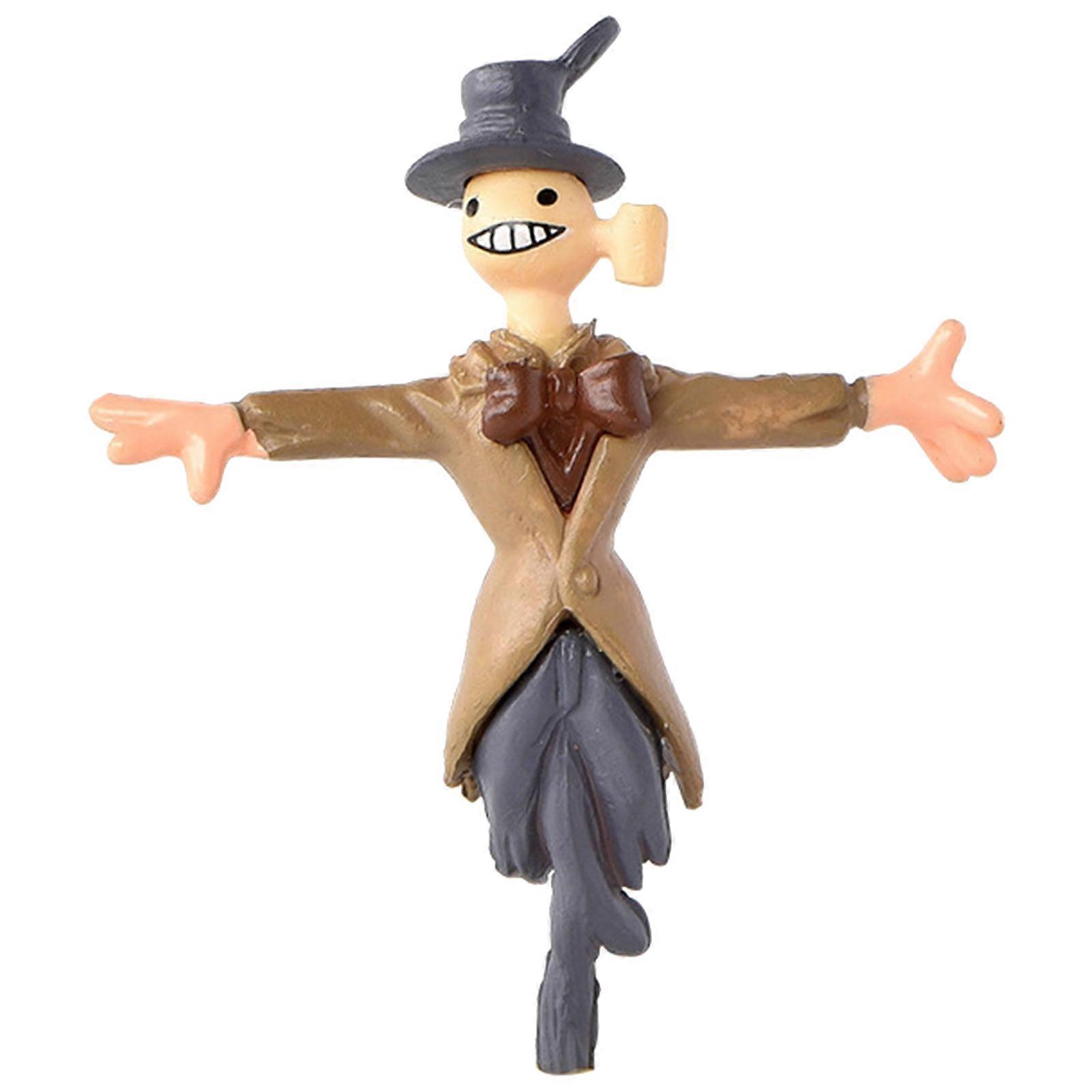 Mini Scarecrow Multi-color Grinning Face Wear-resistant Ornamental Rustic Scarecrow Decor for Succulents Qinhai