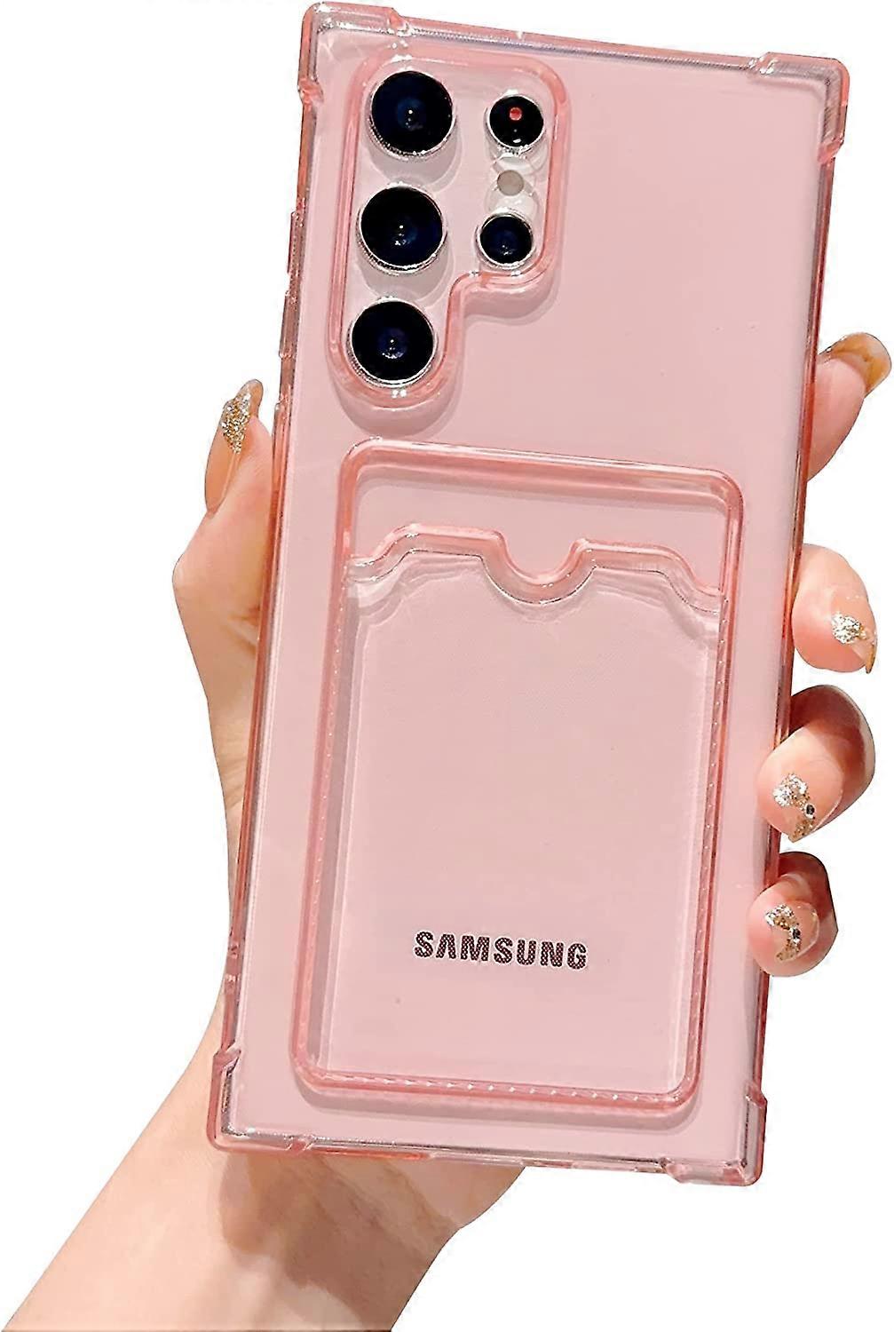 תואם למקרה Samsung Galaxy S22 Ultra, ארנק מקרה טלפון שדרוג חריץ כרטיס בכושר דק תיק שקוף מגן רך TPU מקרה עמיד בזעזועים עבור Sa