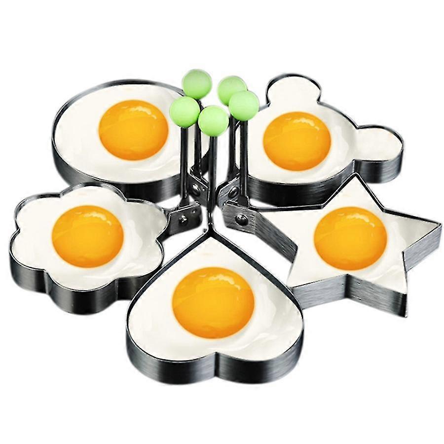 Fried Egg Molds, Pancake Mold Maker With Handle , Mold Non Stick For Griddle Pan 5pcs