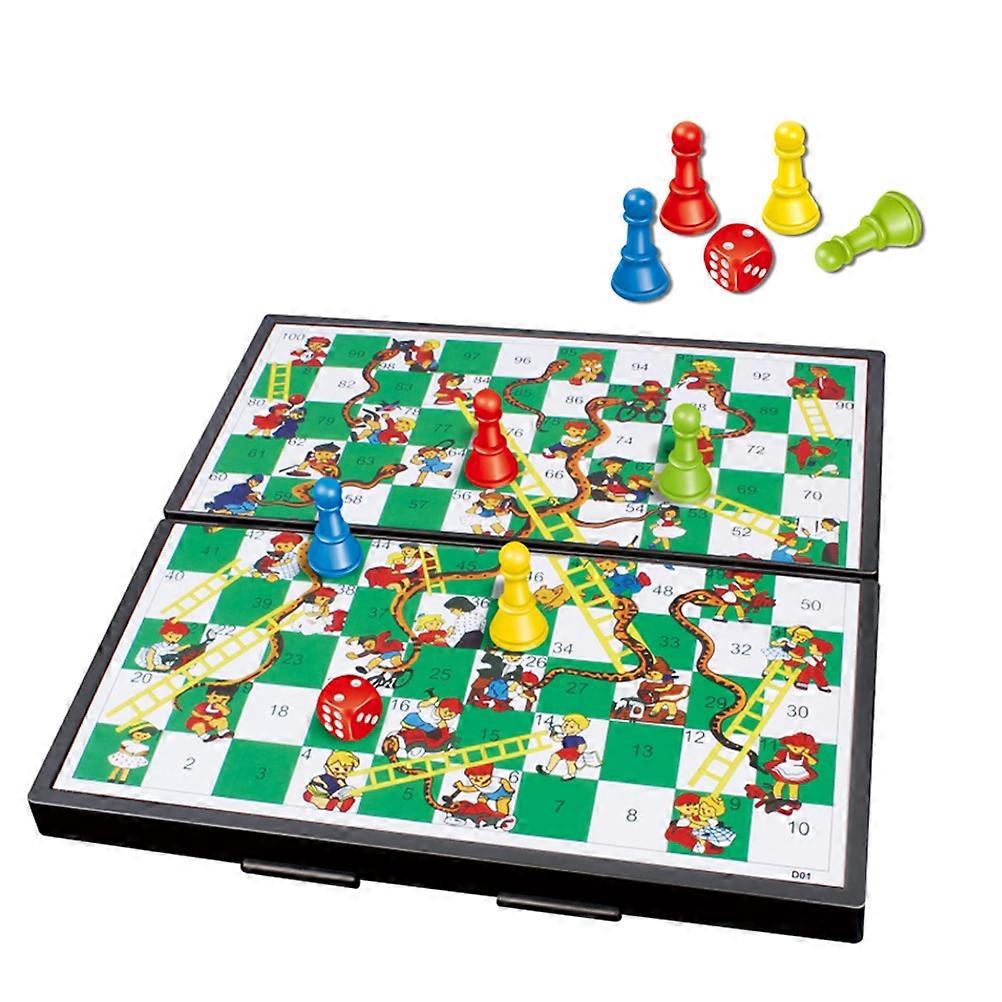 View of Magnetic Folding Snakes Board Game Set Portable Mini Family Fun Board ...