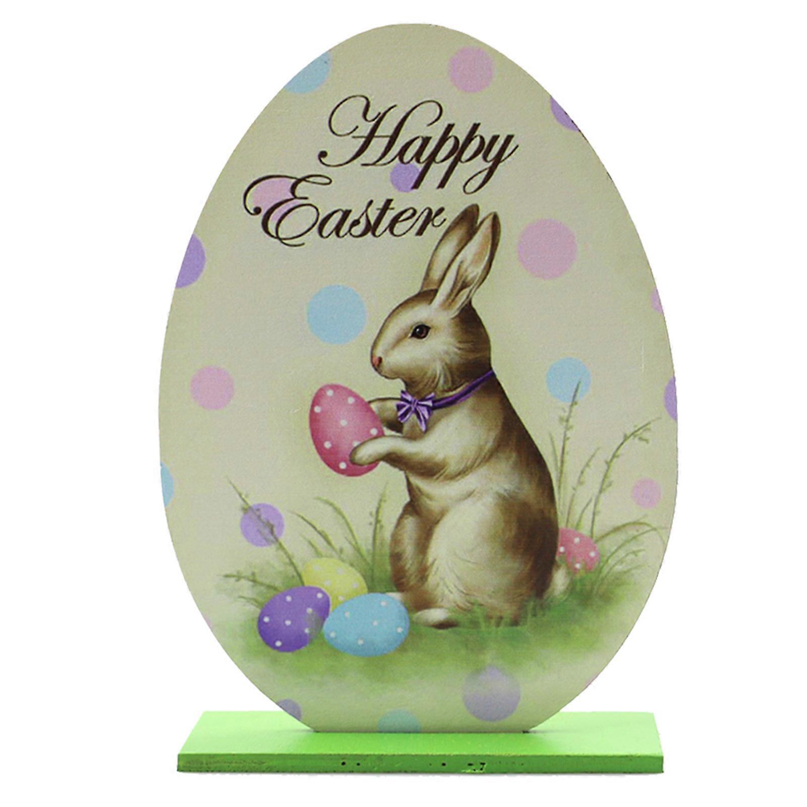 Rustic Spring Easter Dining Table Decor Cartoon Egg Wood Centerpiece Sign Plaque