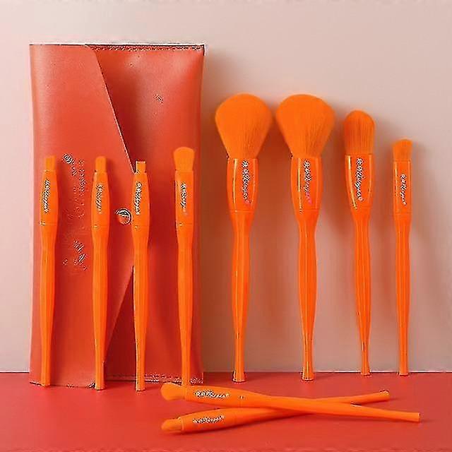 Makeup Brushes Set Solid Eyeshadow Powder Plastic Handle  With Bag|Eye Shadow Applicator(Orange)