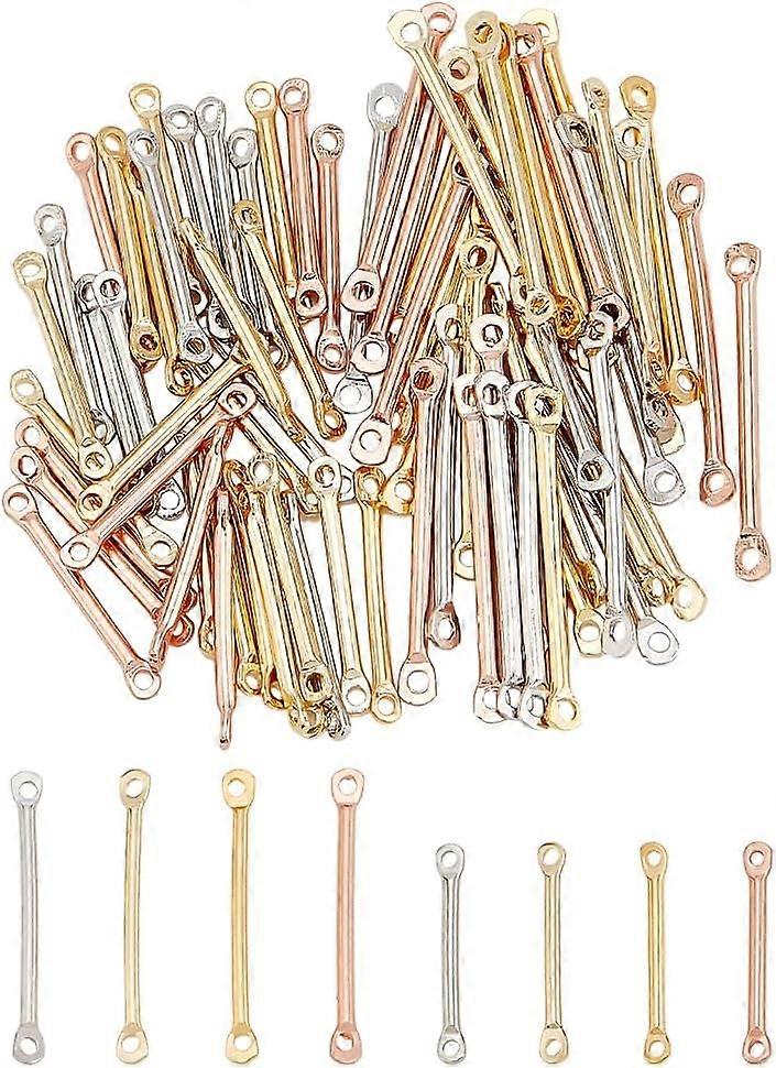4 Colors 80pcs Bar Link Connectors 2 Sizes Brass Bar Charm Connector Twisted Bar Link Charms Rectangle Connector Charms Blank Link Pendants for Neckla