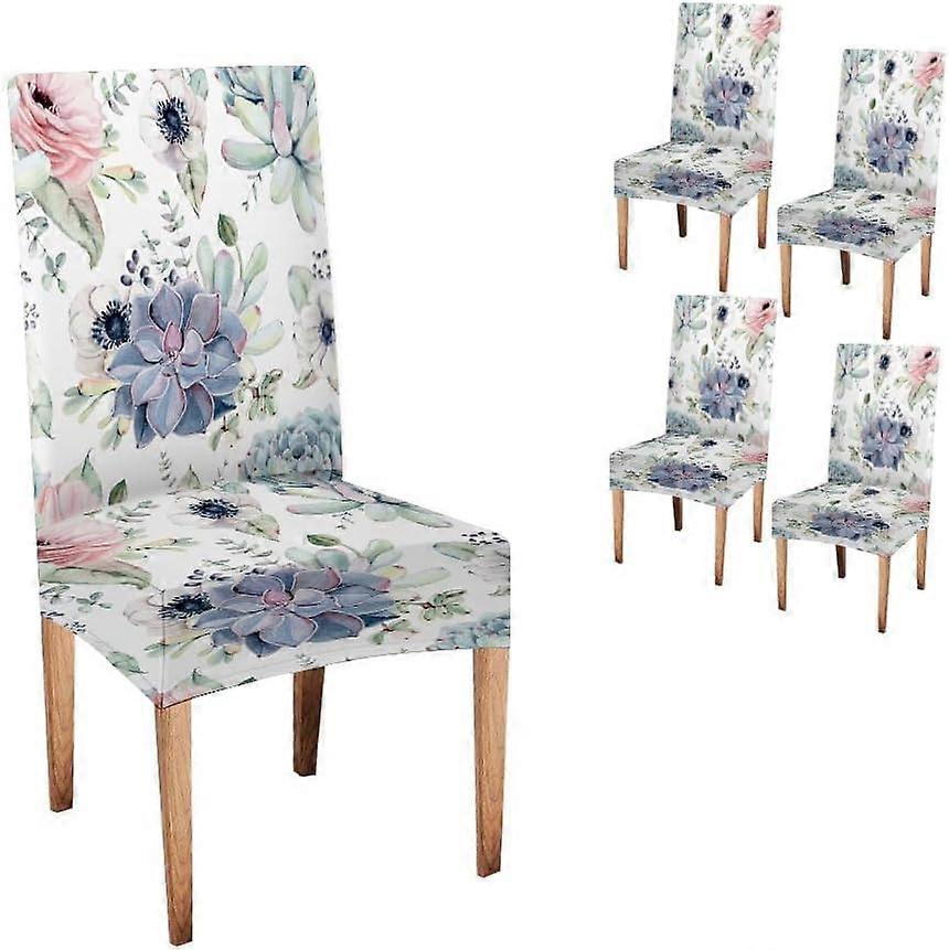 Fodera per sedia da pranzo Cactus Confezione da 4 piastrelle in bianco e nero Mosaico di fiori Sedia da cucina in spandex elasticizzato Fodere Sfoderabili Lavabili Geometriche Pars
