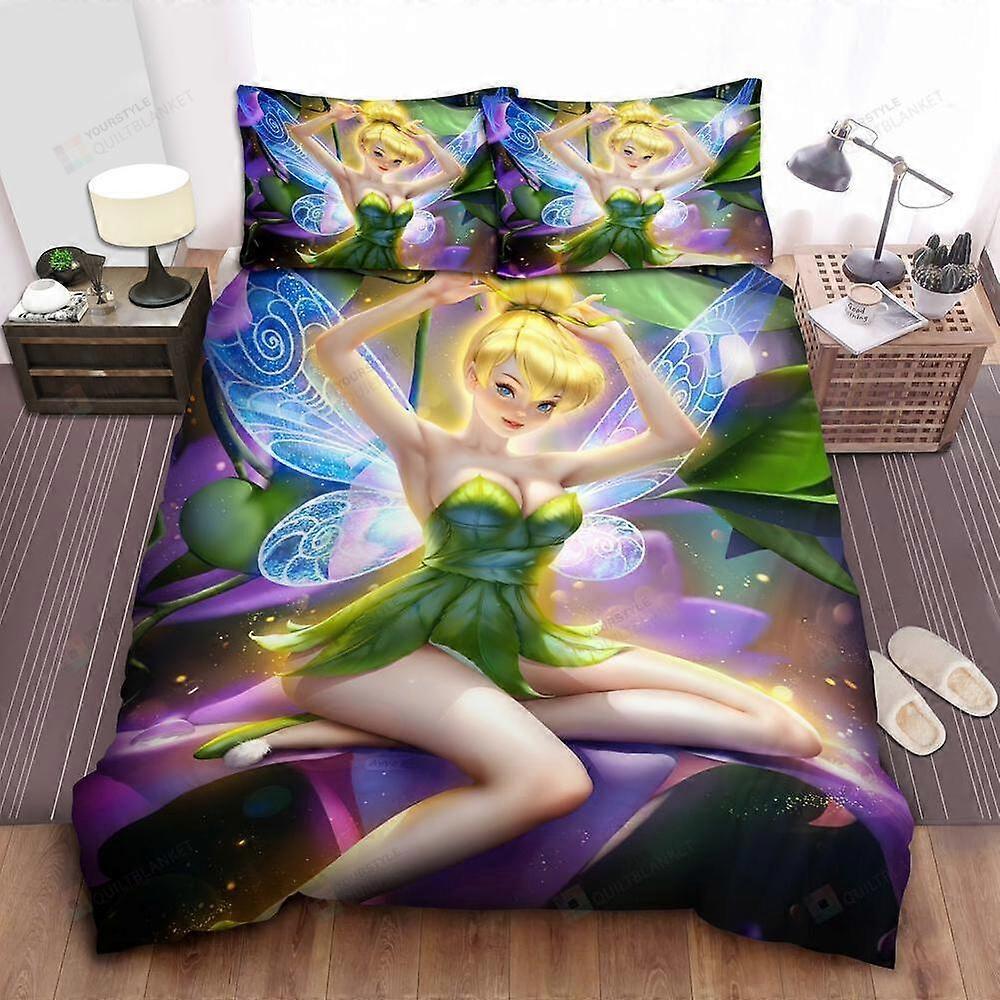 v3648 Lençóis Tinkerbell A Fada Capa de Edredão Conjunto de Cama Decoração do Quarto Lençóis de Cama IU3648