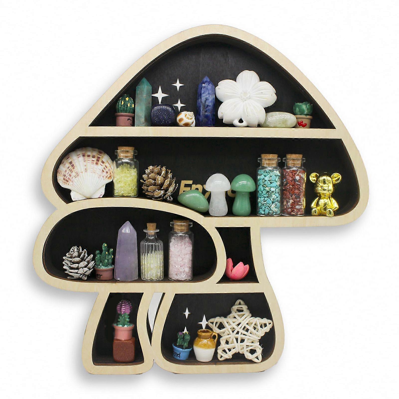 Mushroom Decor Shelf Wall Cute Mushroom Floating Shelves, Crystal Shelf Display for Wall Fast