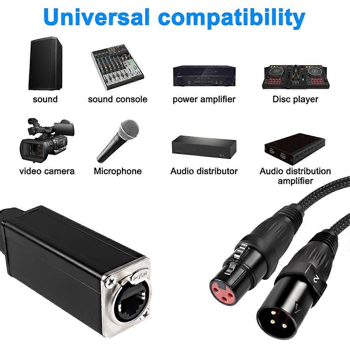 1 Pair 4 Channel 3Pin DMX512 XLR Male/Female to RJ45 Female Ethernet Extender for Live Stage, Soun