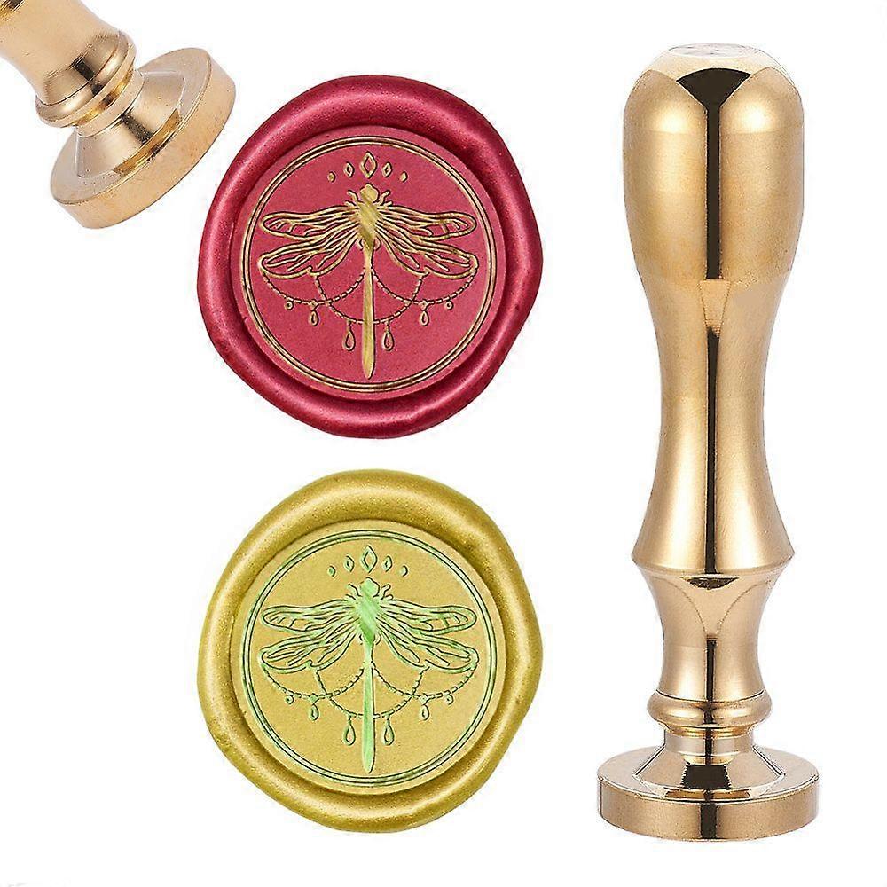 DIY Scrapbook Brass Wax Seal Stamp and Handle Sets Dragonfly Pattern Golden 87x20mm Stamp: 2.55cm