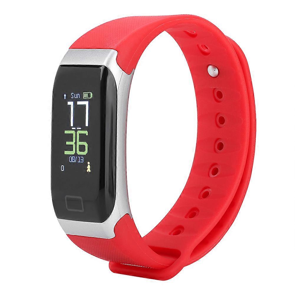Red Waterproof Smart Bracelet with Heart Rate & Blood Pressure Monitoring, 0.96" Screen