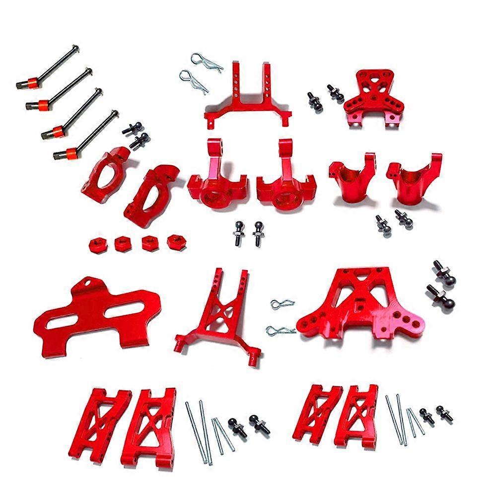 New Metal Upgrade Parts Kit Caster Block Steering Blocks Suspension Arm for LaTrax Teton 1/18 RC Car Red