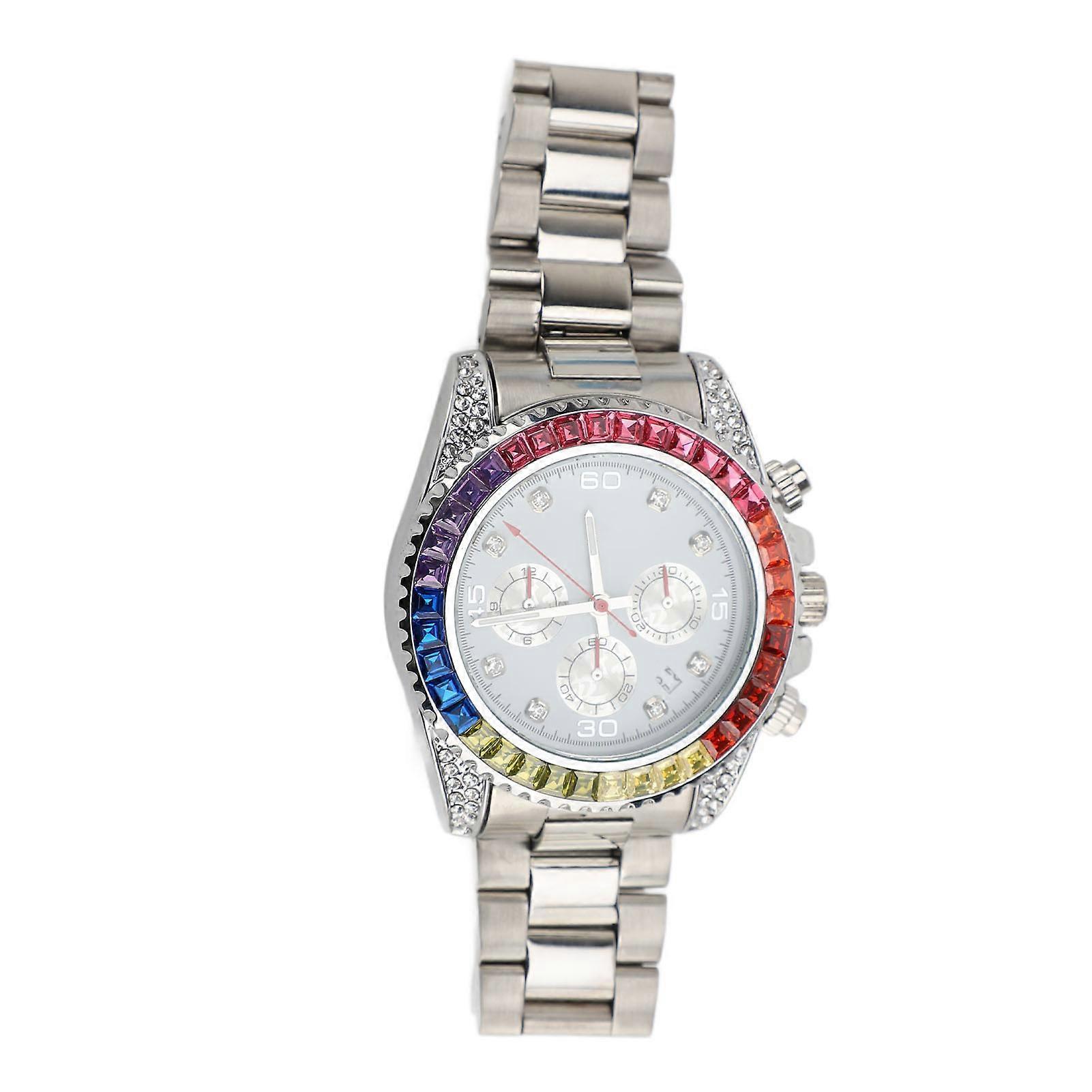 DTCY hommes analogique montre à quartz chronographe 30m étanche lumineux solide en acier inoxydable montre de mode pour un usage quotidien argent blanc