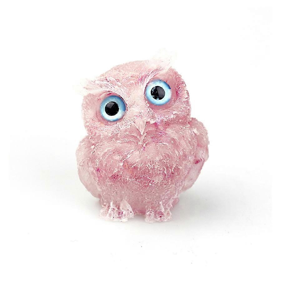 Charming Owl Sculpture with Natural Crystal Features