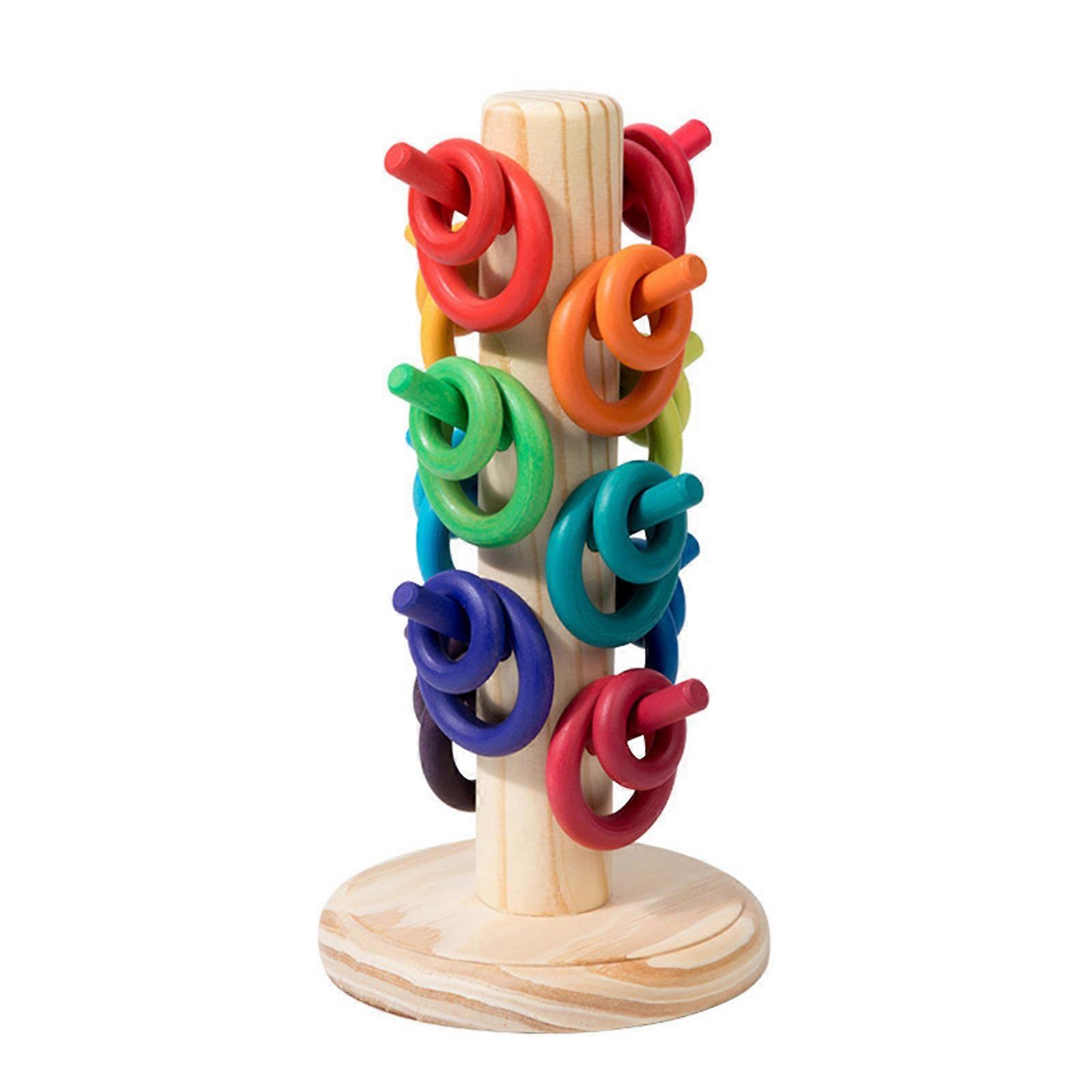 Children Multicolor Rings Set for Preschoolers Interactive Learning Toy Hand Game Educational Motor Skills Development rainbow colors