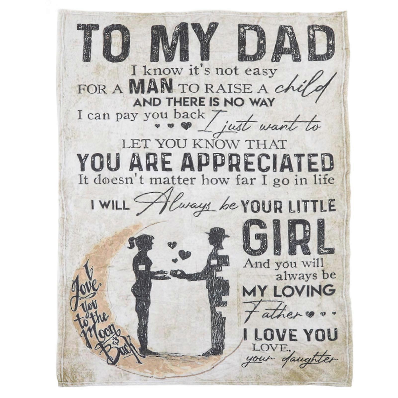 Dad Blanket Father's Day Theme Dual Sides Personalized Wide Application Sofa Throw Blanket for Bedroom Sofa Office