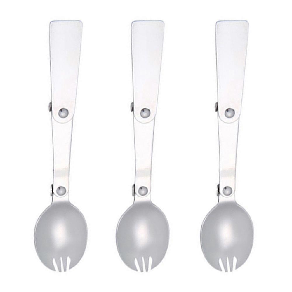 3Pcs Foldable Multi-Function Stainless Steel Spork for Camping Travel fast