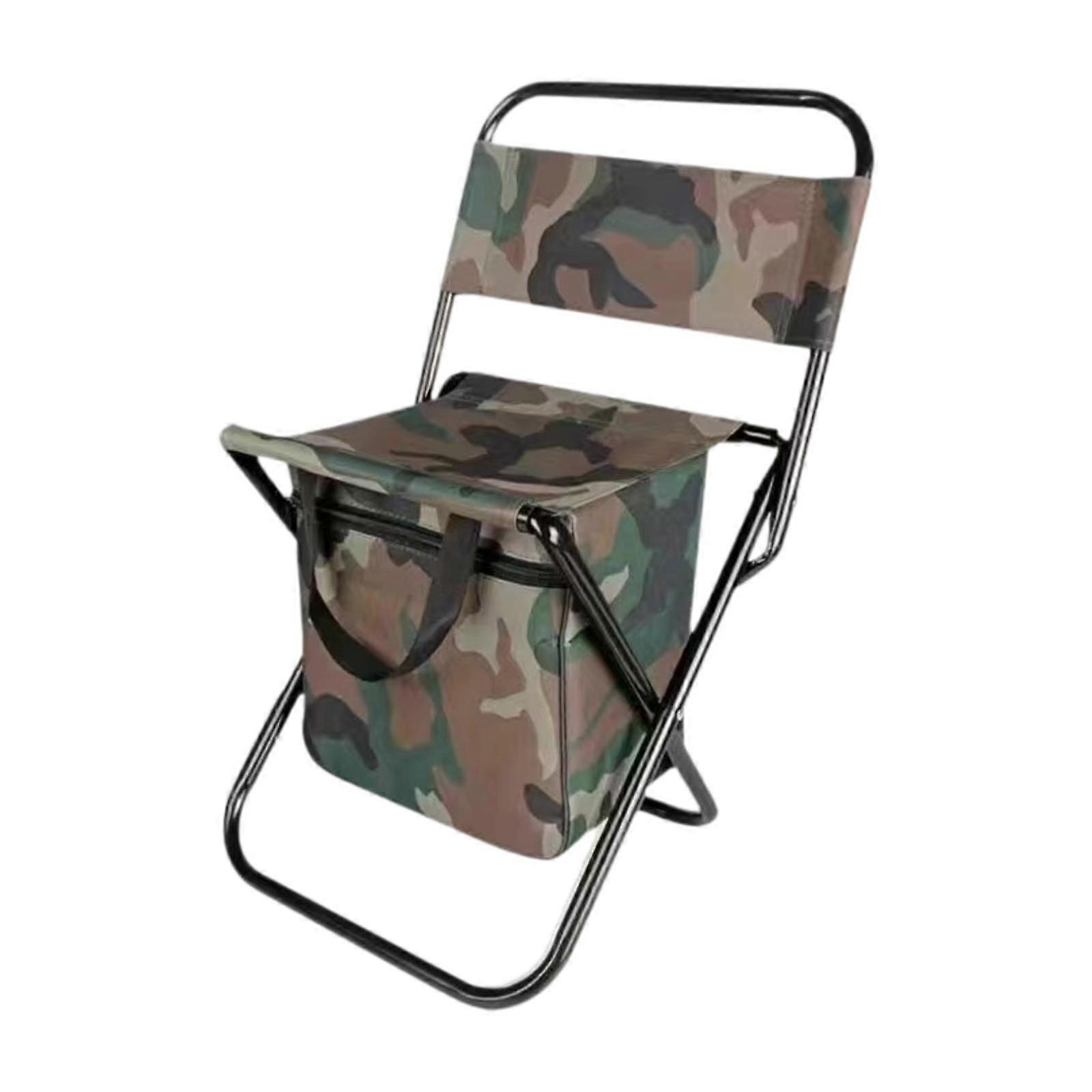 Camping Chair Compact Foldable Stool Seat Chair for Picnic Beach Backpacking Green Pattern