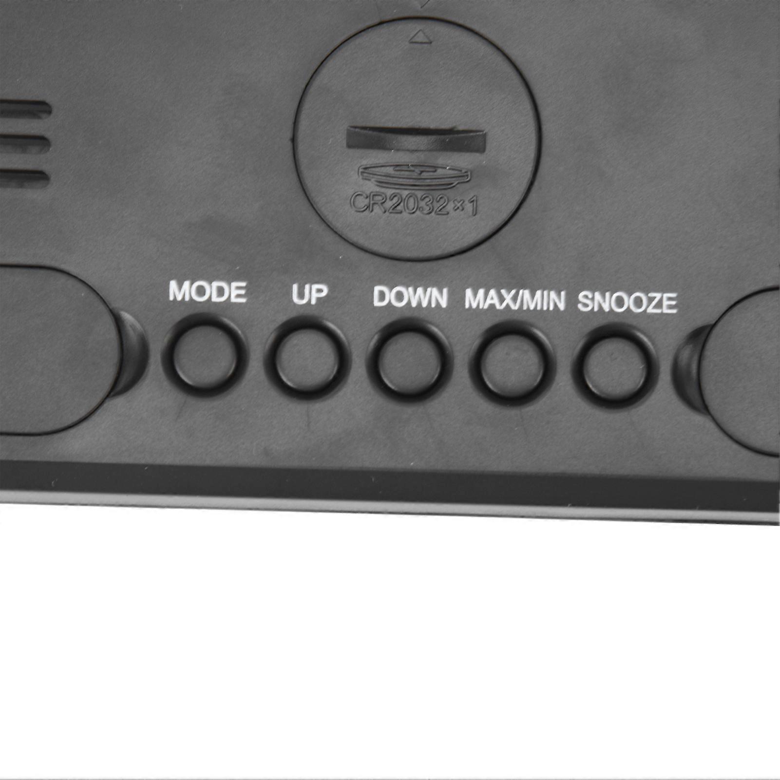 Black Wall Mounted Digital Alarm Clock With Temperature And Humidity Display For Dormitory Use