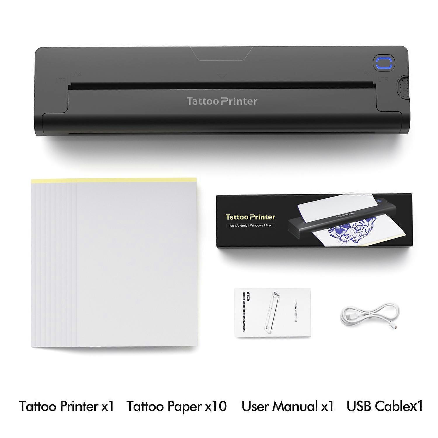 Tattoo Stencil Printer Wireless Thermal Tattoo Transfer Printer with 10pcs Transfer Paper BT Connect