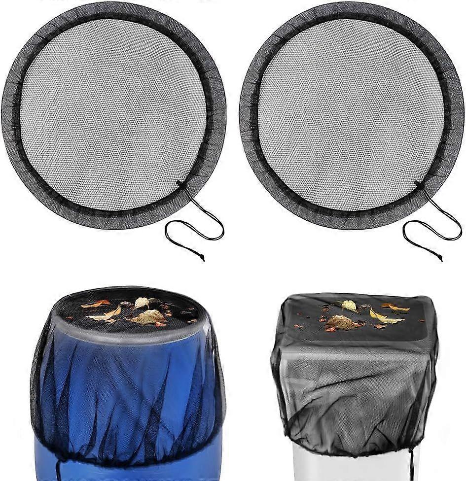 Rain Barrel Net, 2pcs Round Rain Barrel Cover, Water Collector Net, Adjustable Protection Net with Drawstring Against Leaves, Mosquitoes 80cm