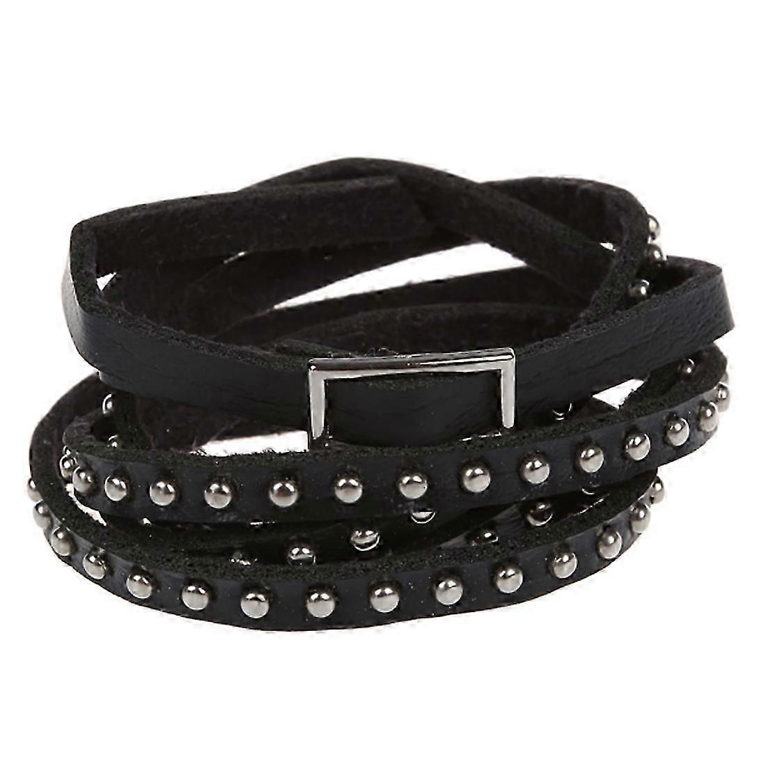 2026 new Unisex Punk Rock Multi-layer Rivet Stud Bracelet Bangle Wrap Cuff Black